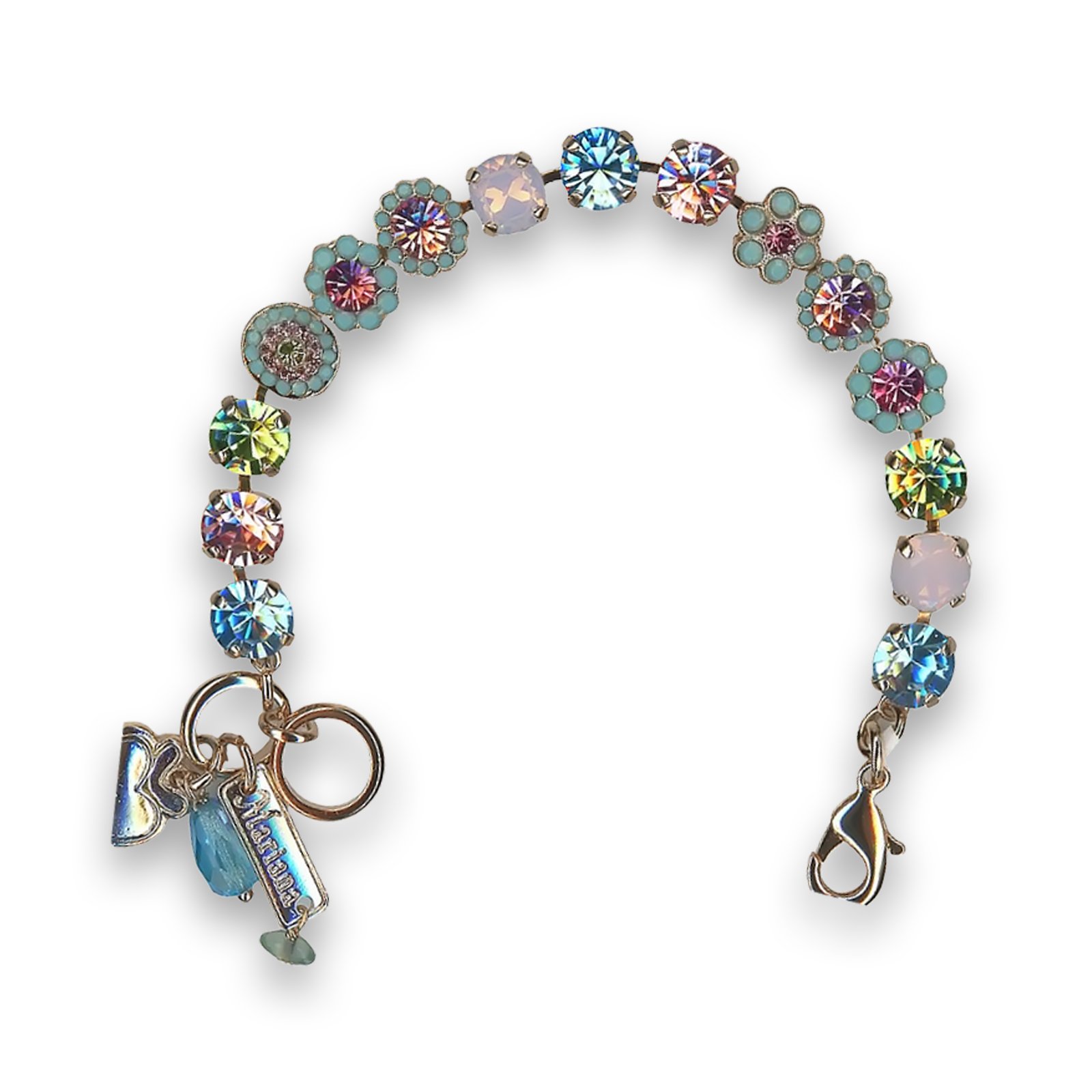 B-4479-1145-RG (1) Bracelet by Mariana Summer 2022 Coll. Lovely Turquoise and Rose Swarovski Crystals - Image 1