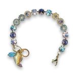 Bracelet by Mariana Power Of Love Coll. Fab Aquamarine and Tanzanite Swarovski Crystals