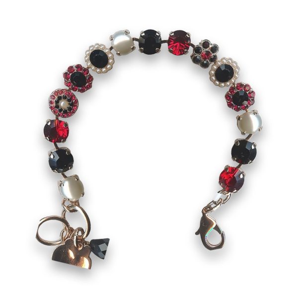 Bracelet by Mariana My Treasures Coll. Elegant Pearl, Ruby, and Jet Swarovski Crystals