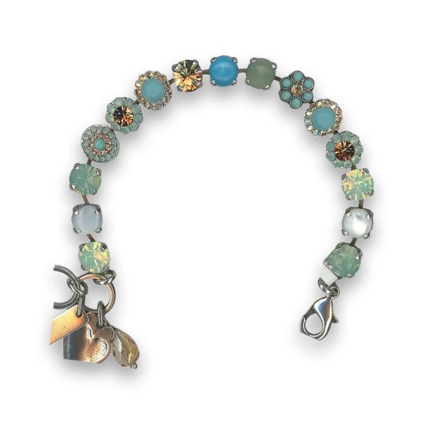 Bracelet by Mariana Silk Road Coll. Adorable Turquoise Mineral and Green Swarovski Crystals