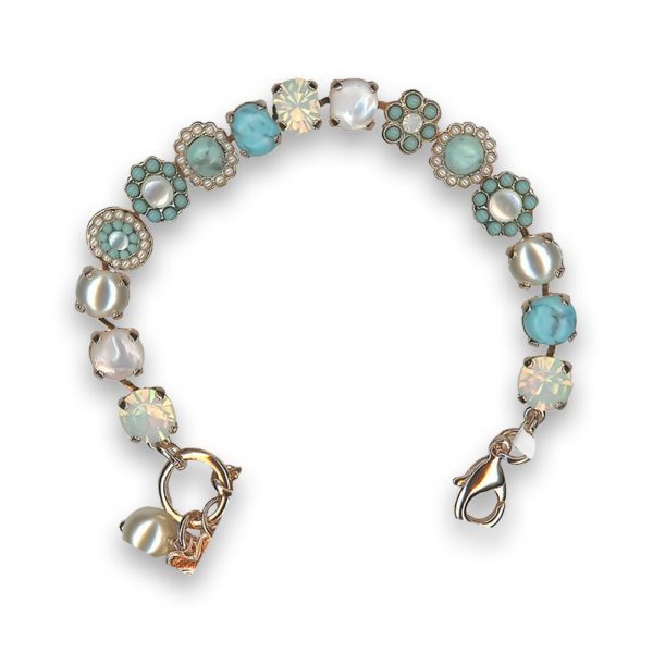 Bracelet by Mariana Winter 2019 Coll. Elegant White Shell Mineral and Pearl Swarovski Crystals