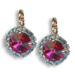 Earrings by Mariana Summer 2023 Coll. Lovely Fuchsia and Aqua Swarovski Crystals - Image 2