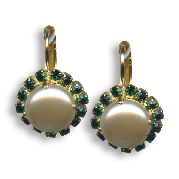 Earrings by Mariana My Treasures Coll. Timeless Pearl and Emerald Swarovski Crystals