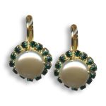 Earrings by Mariana My Treasures Coll. Timeless Pearl and Emerald Swarovski Crystals - Image 2