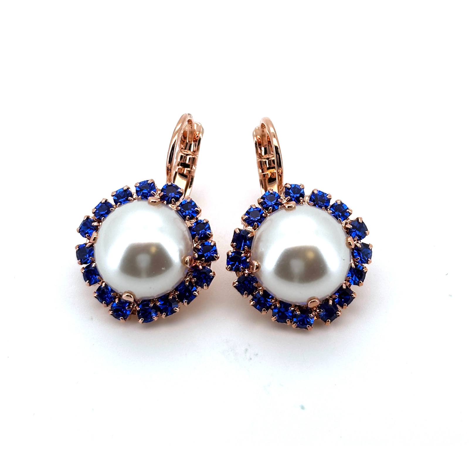 E-1137-1R-206139-RG6 (1) Earrings By Mariana Woman Glamorous Pearl and Sapphire Swarovski Crystals - Image 1
