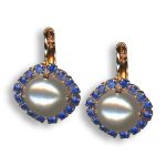 Earrings By Mariana Woman Glamorous Pearl and Sapphire Swarovski Crystals - Image 2