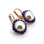 Earrings By Mariana Woman Glamorous Pearl and Sapphire Swarovski Crystals - Image 3