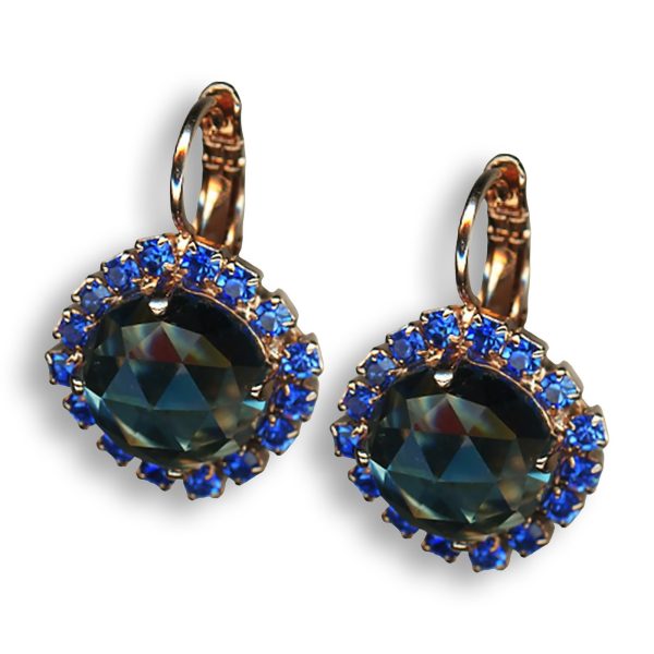 Earrings by Mariana My Treasures Coll. Fab Blue Topaz Mineral and Sapphire Swarovski Crystals