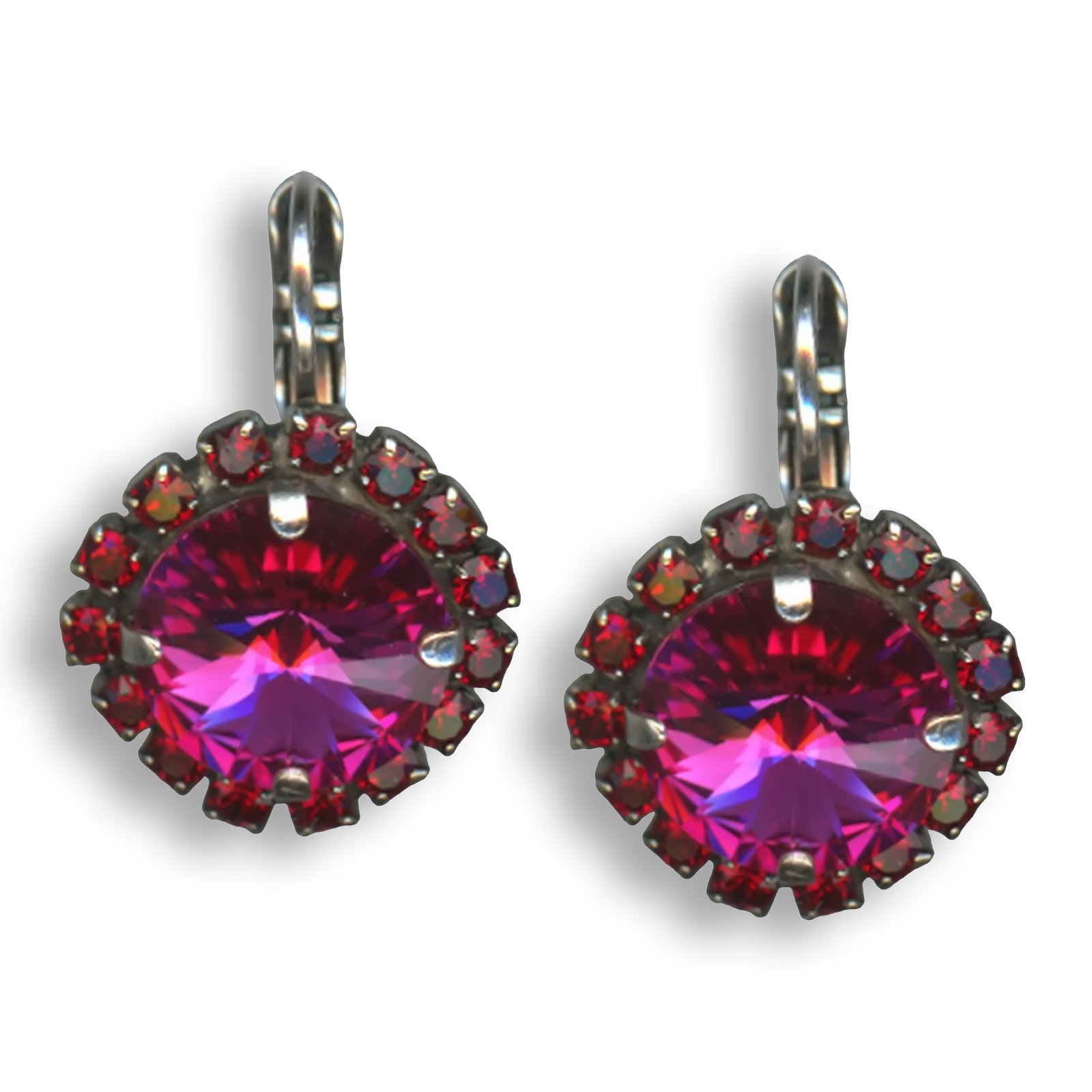E-1137-1R-208502-SP6 (1) Earrings by Mariana My Treasures Coll. Stunning Fuchsia and Siam Swarovski Crystals - Image 1