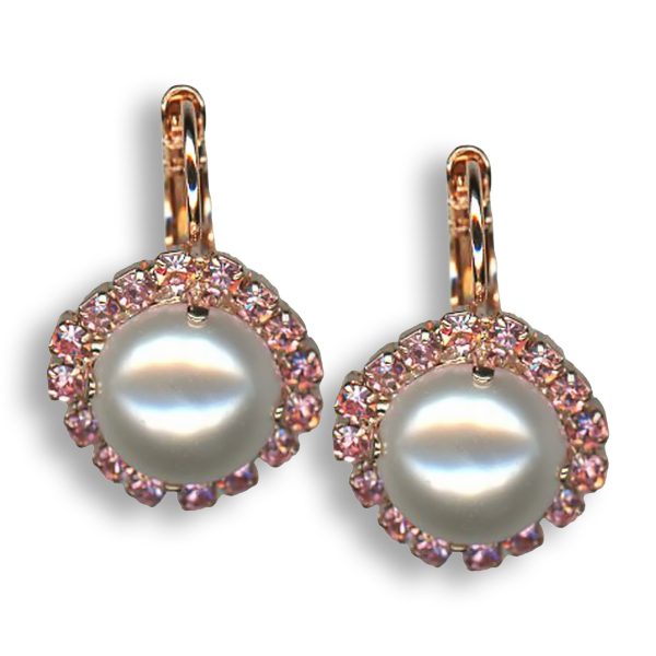 Earrings by Mariana My Treasures Coll. Beautiful Pearl and Rose Swarovski Crystals