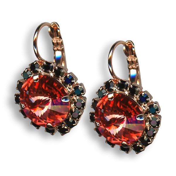 Earrings by Mariana My Treasures Coll. Exquisite Padparadscha and Jet Swarovski Crystals
