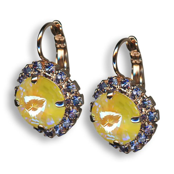 Earrings by Mariana My Treasures Coll. Shimmering Sunshine and Tanzanite Swarovski Crystals