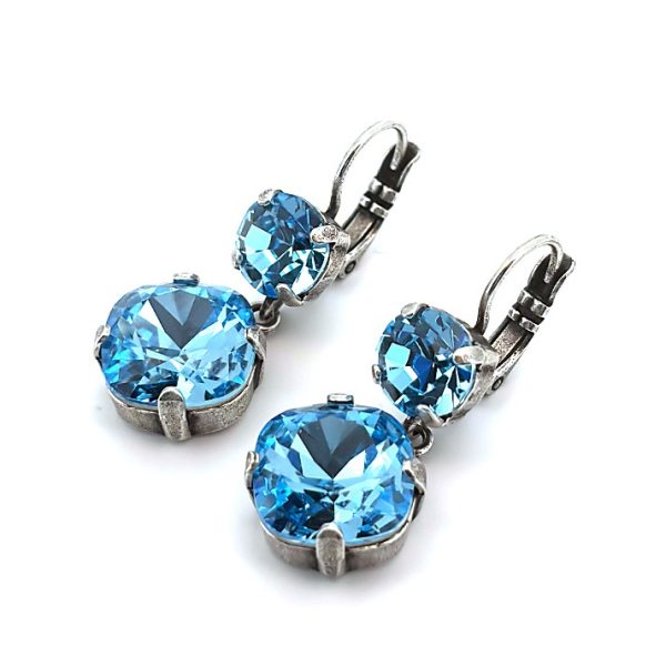 Earrings By Mariana Woman Adorable Light Turquoise and Aquamarine Swarovski Crystals