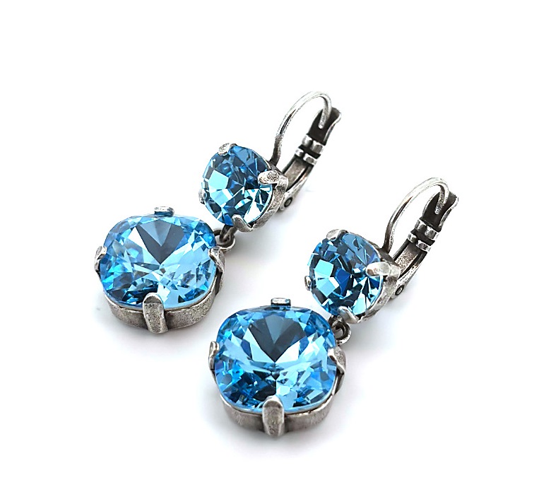 E-1326-0-263202-SP6 (1) Earrings By Mariana Woman Adorable Light Turquoise and Aquamarine Swarovski Crystals - Image 1