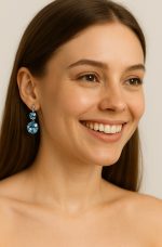 Earrings By Mariana Woman Adorable Light Turquoise and Aquamarine Swarovski Crystals - Image 3
