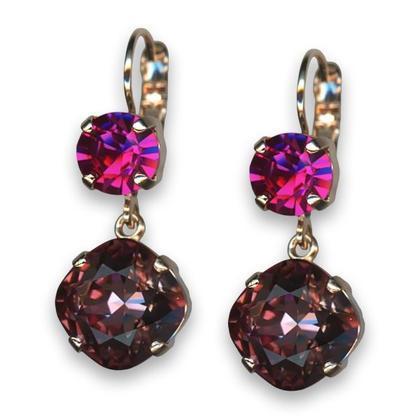 Earrings by Mariana Caribbean Life Coll. Glamorous Fuchsia and Burgundy Swarovski Crystals