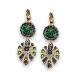Earrings by Mariana Winter 2021 Coll. Glamorous Emerald and Montana Swarovski Crystals - Image 3