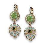 Earrings By Mariana Woman Gorgeous Green and Turquoise Swarovski Crystals - Image 3