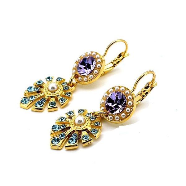Earrings By Mariana Woman Timeless Pearl and Aquamarine Swarovski Crystals