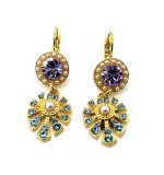Earrings By Mariana Woman Timeless Pearl and Aquamarine Swarovski Crystals - Image 2
