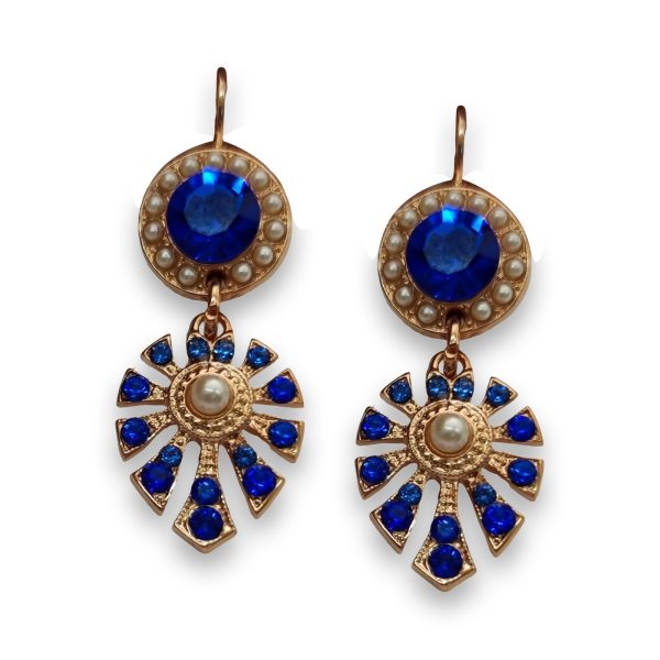 Earrings by Mariana My Treasures Coll. Elegant Sapphire and Pearl Swarovski Crystals