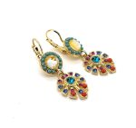 Earrings By Mariana Woman Stylish Sunshine and Turquoise Swarovski Crystals - Image 3