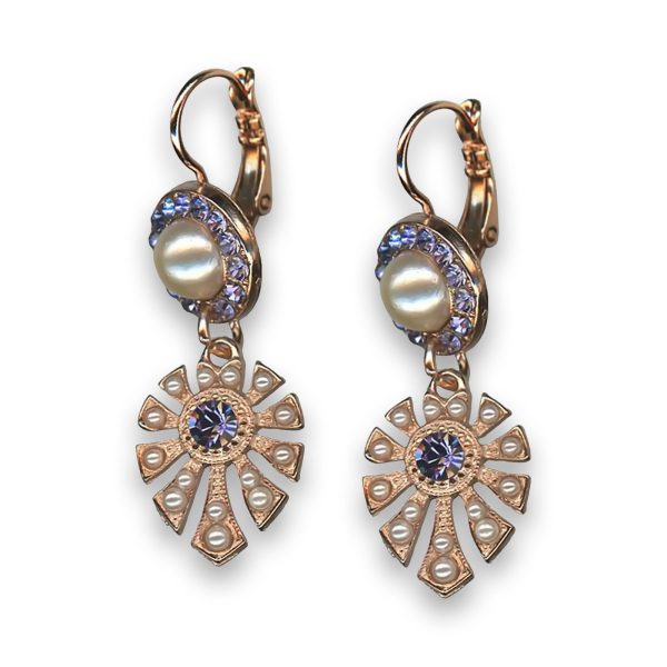 Earrings By Mariana Woman Exquisite Pearl and Tanzanite Swarovski Crystals