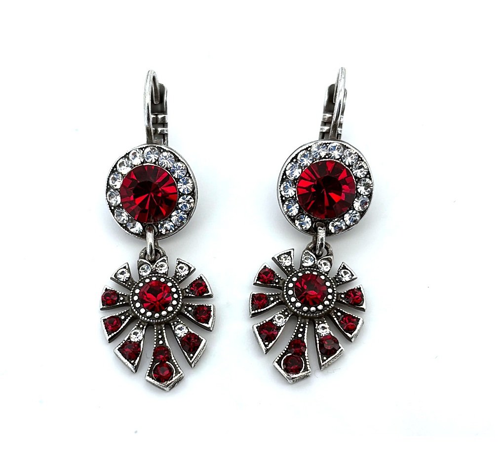 E-1514-3-208-4-SP6 (1) Earrings By Mariana Woman Drop Stunning Siam and Clear Swarovski Crystals - Image 1