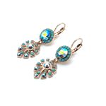 Earrings By Mariana Woman Glitzy AB and Turquoise Swarovski Crystals - Image 2