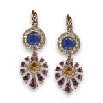 Earrings By Mariana Woman Alluring Purple and Yellow Swarovski Crystals - Image 3