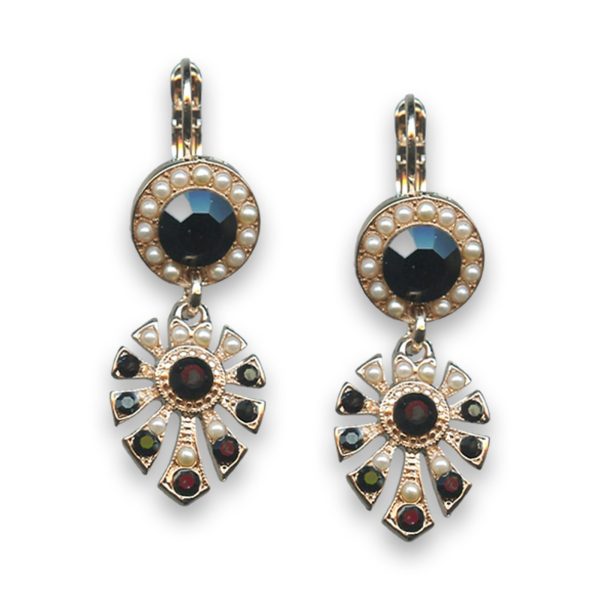 Earrings By Mariana Woman Glamorous Pearl Mineral and Jet Swarovski Crystals