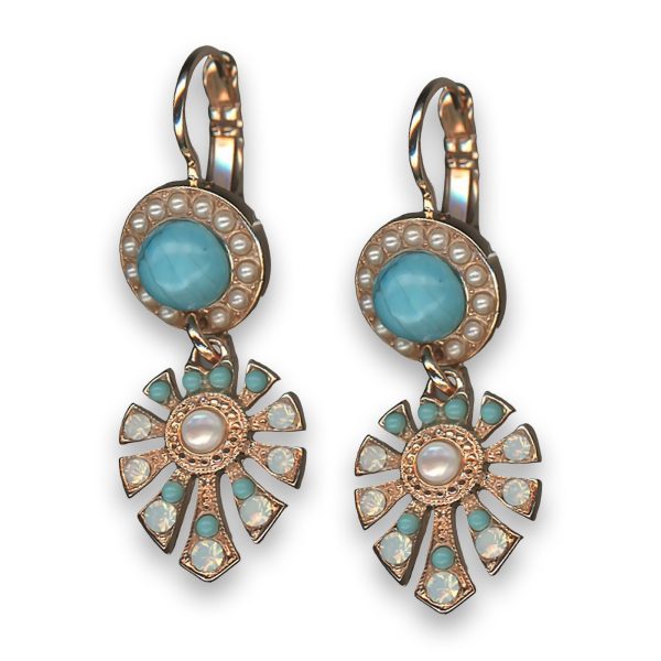 Earrings by Mariana Winter 2019 Coll. Fab Turquoise Mineral Swarovski Crystals