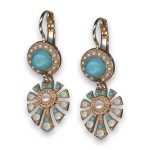 Earrings by Mariana Winter 2019 Coll. Fab Turquoise Mineral Swarovski Crystals - Image 2