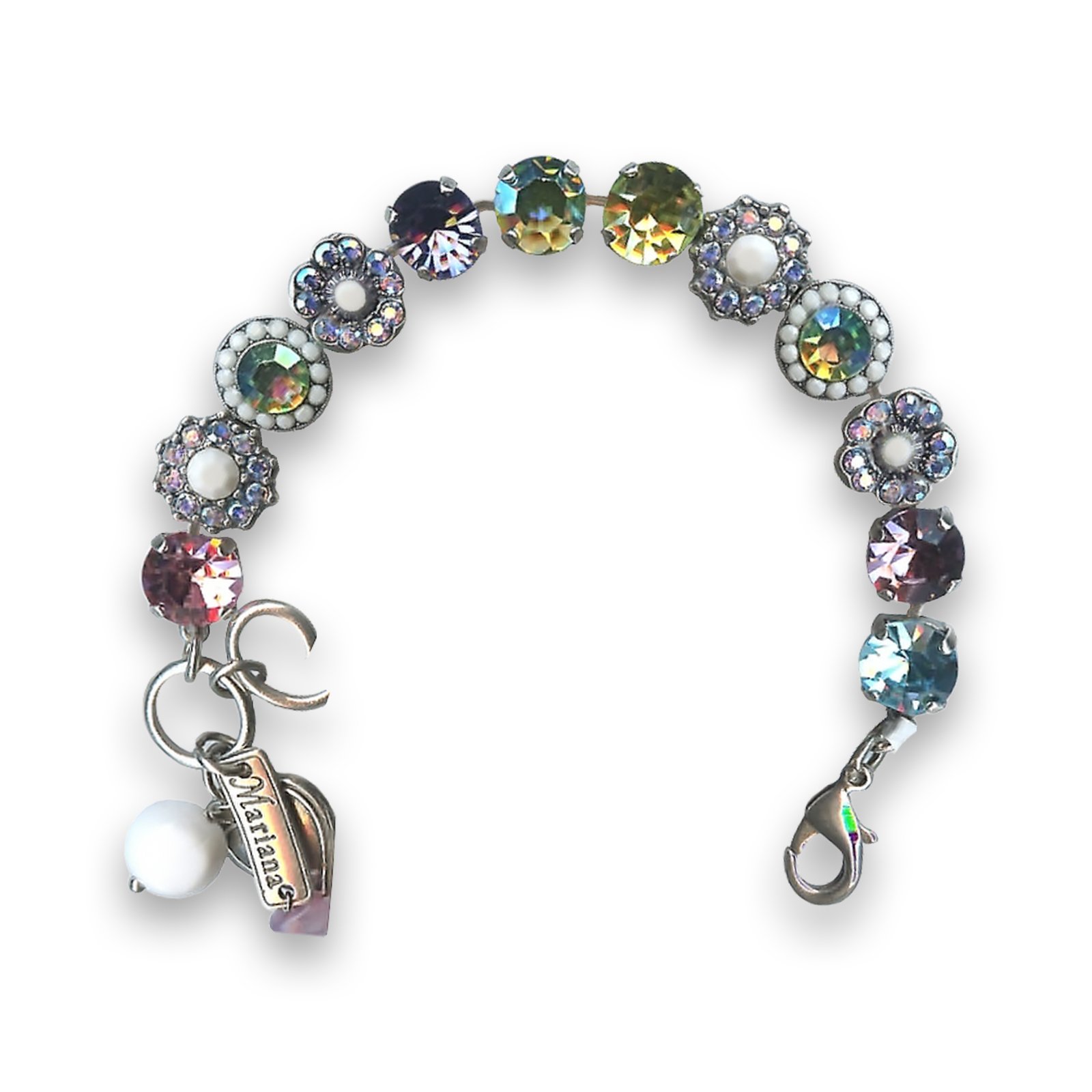 B-4045-1-104-SP (1) Bracelet by Mariana My Treasures Coll. Beautiful White and Violet Swarovski Crystals - Image 1