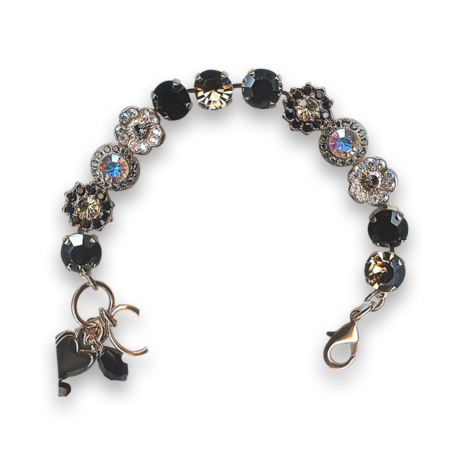 B-4045-1-1094-RG (1) Bracelet by Mariana Odyssey Coll. Elegant Jet and Golden Swarovski Crystals - Image 1