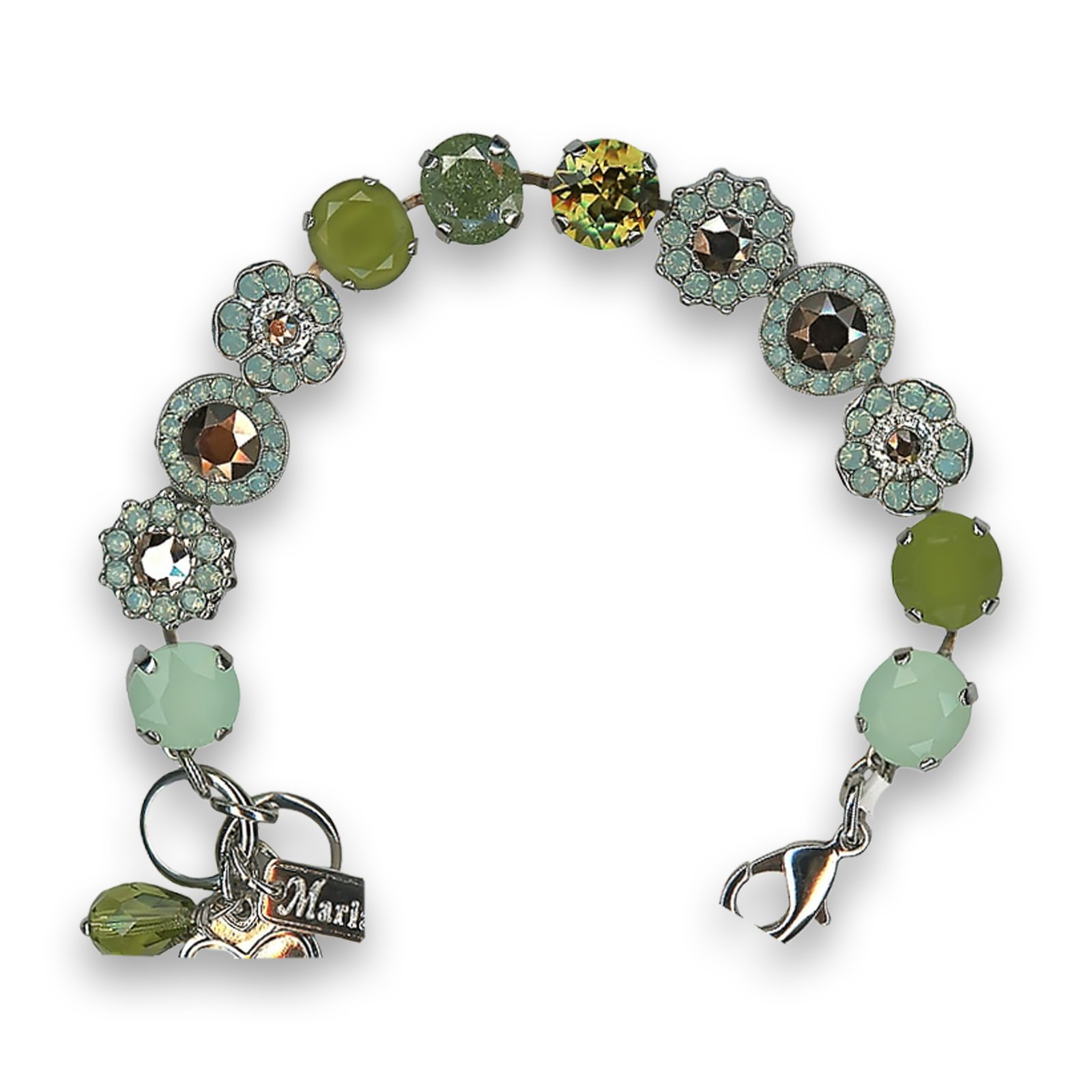 B-4045-1-1113-RO (1) Bracelet by Mariana Winter 2019 Coll. Fab Khaki and Opal Swarovski Crystals - Image 1