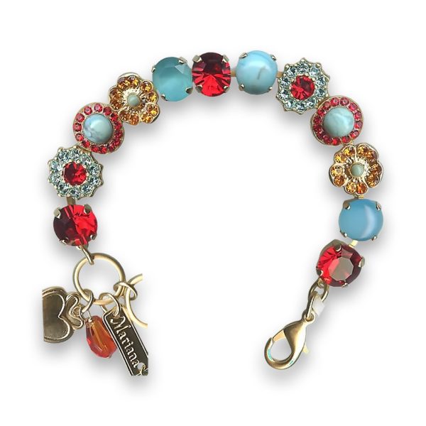 Bracelet by Mariana My Treasures Coll. Charming Turquoise Mineral and Siam Swarovski Crystals