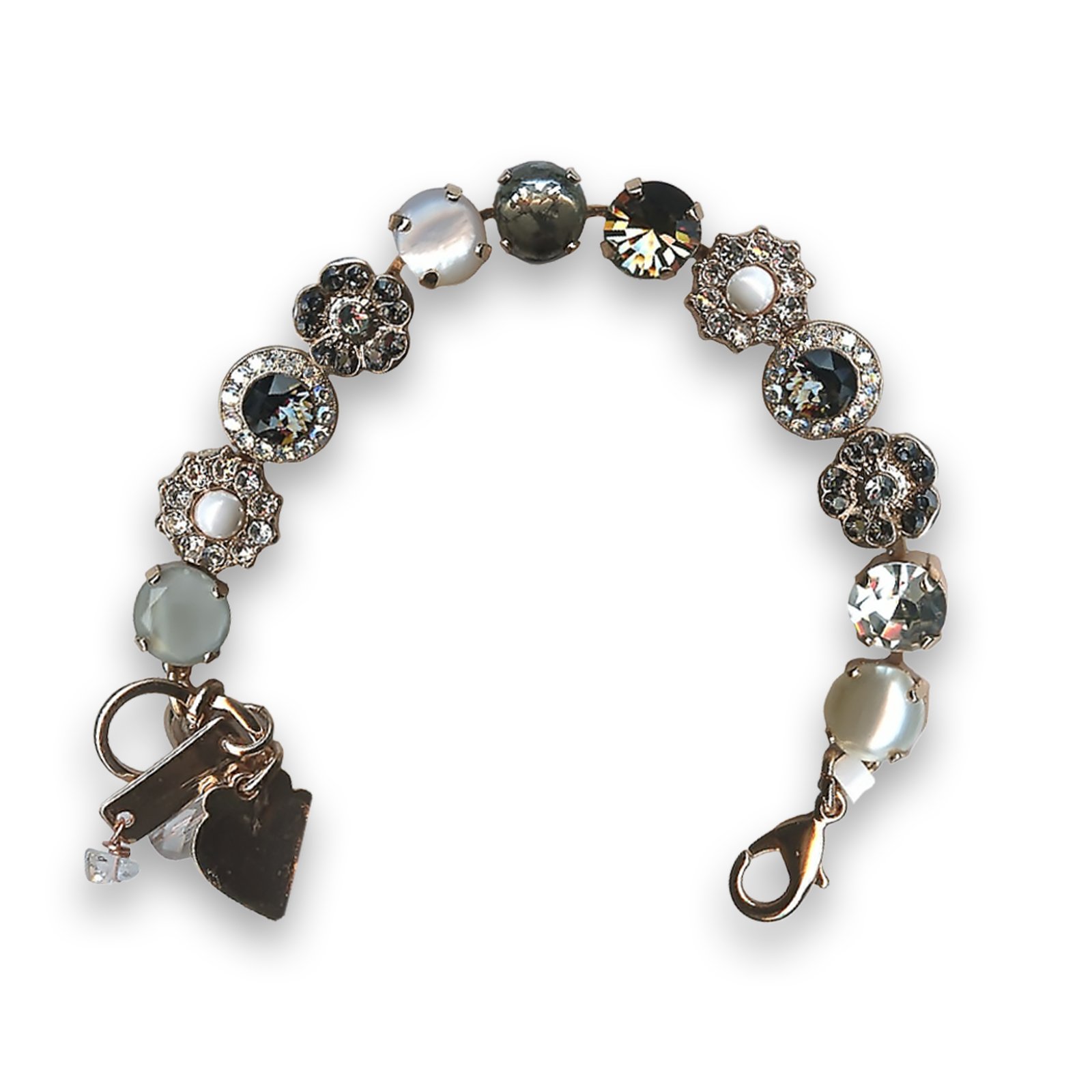 B-4045-1-M1080-RG (1) Bracelet by Mariana Africa Coll. Exquisite Pyrite Mineral and Black Swarovski Crystals - Image 1