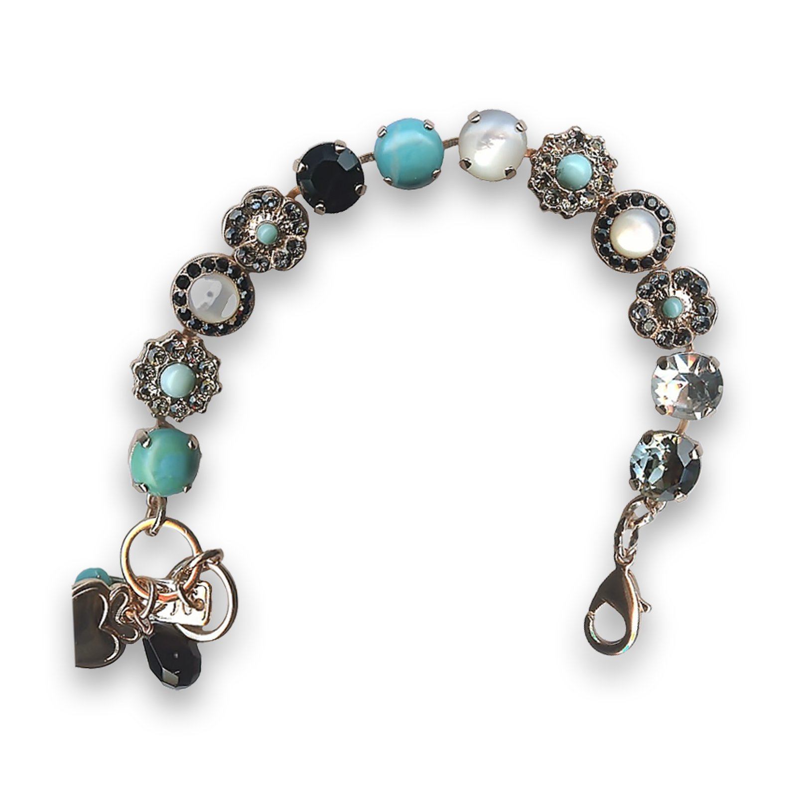 B-4045-1-M1081-RG (1) Bracelet by Mariana Africa Coll. Beautiful Turquoise Mineral and Jet Swarovski Crystals - Image 1