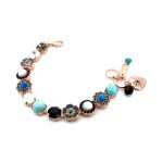 Bracelet By Mariana woman Beautiful Turquoise Mineral and Jet Swarovski Crystals - Image 2