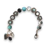 Bracelet by Mariana Africa Coll. Beautiful Turquoise Mineral and Jet Swarovski Crystals - Image 2