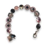 Bracelet by Mariana The Sweet Life Coll. Elegant Rose Quartz Mineral and Jet Swarovski Crystals