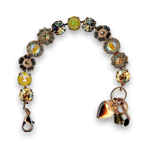 Bracelet By Mariana Woman Stunning Opal Mineral and Black Diamond Swarovski Crystals