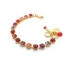 Bracelet By Mariana Woman Beautiful 15 Red and Peach Swarovski Crystals - Image 3