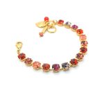 Bracelet By Mariana Woman Beautiful 15 Red and Peach Swarovski Crystals - Image 2