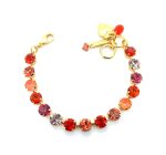 Bracelet By Mariana Woman Beautiful 15 Red and Peach Swarovski Crystals
