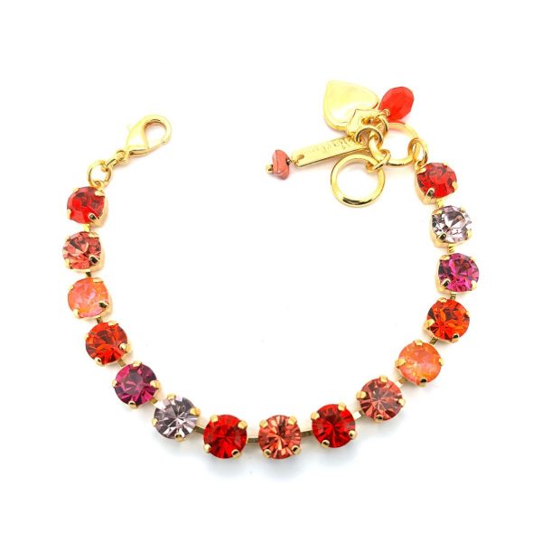Bracelet By Mariana Woman Beautiful 15 Red and Peach Swarovski Crystals