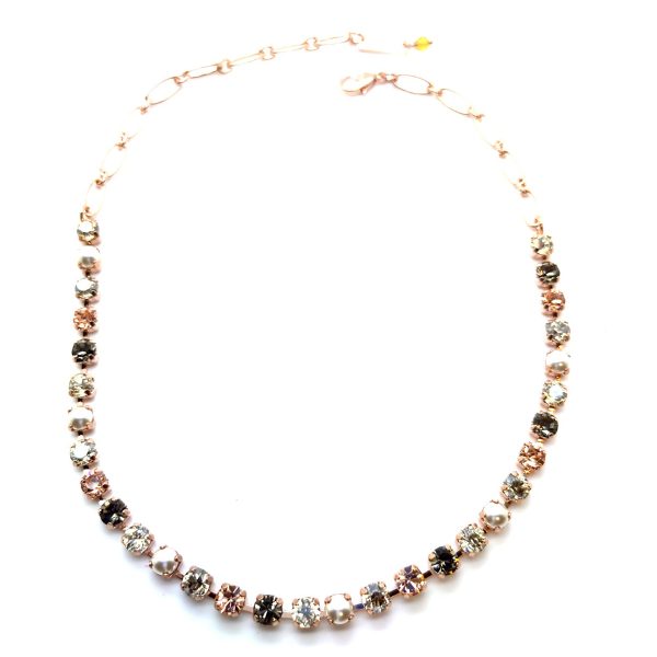Necklace By Mariana Elegant Pearl, Peach and Golden Shadow Swarovski Crystals