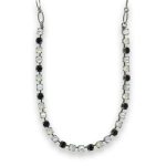 Necklace by Mariana Elegant White Shell Mineral and Jet Swarovski Crystals - Image 2