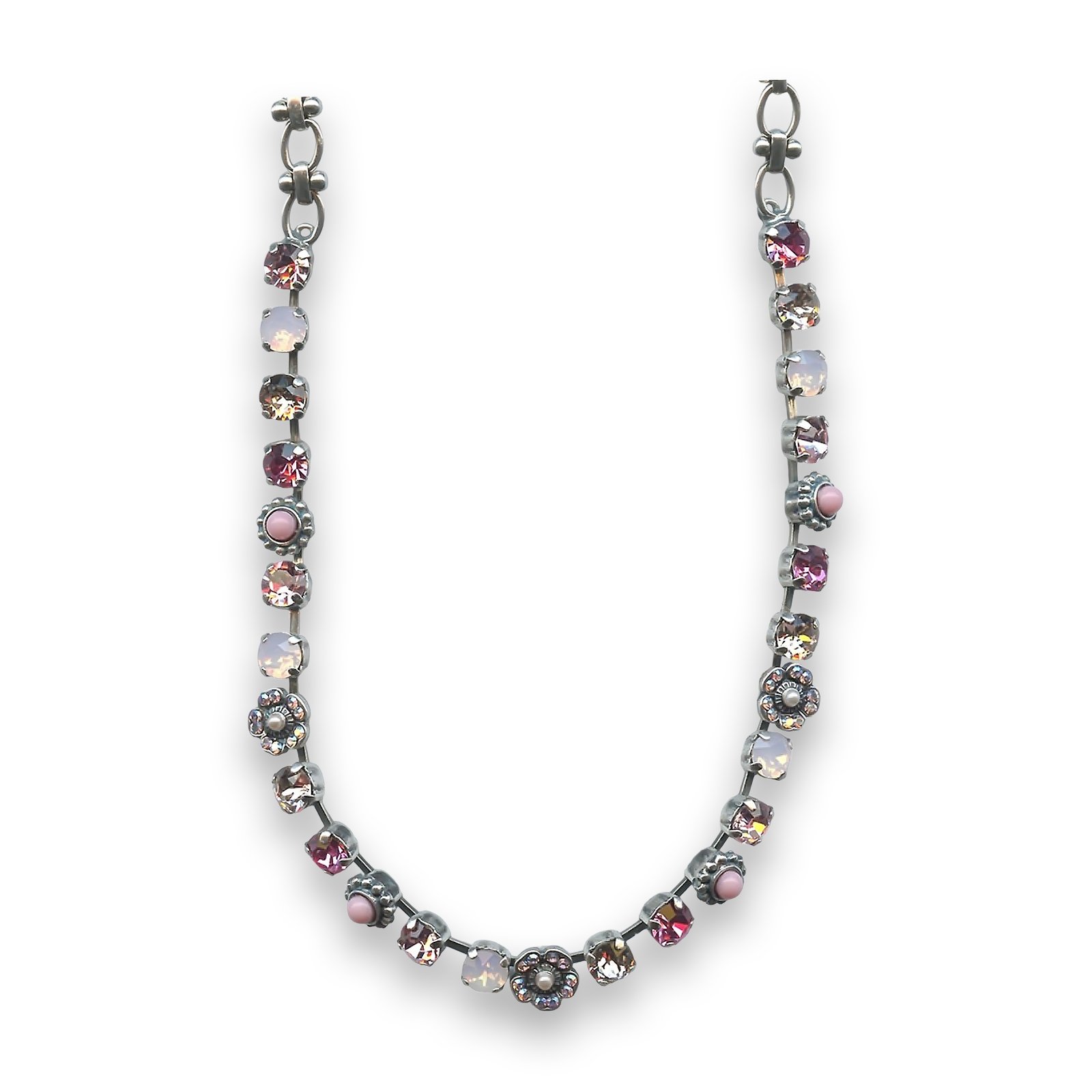 N-3504-2-1207-SP (1) Necklace by Mariana Ambrosia Coll. Floral Pink and Pearl Swarovski Crystals - Image 1